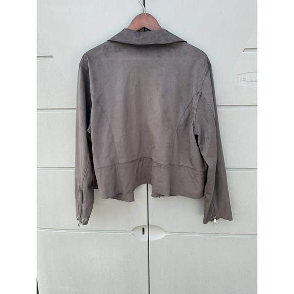 Hutch Anthropologie Faux Suede Moto Jacket Zippers Sz 2X In Grey - Picture 12 of 16